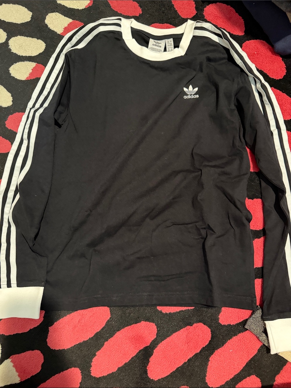 Adidas women’s Black Long-Sleeve Three-Stripe Crew Shirt